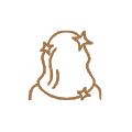 Un dibujo lineal de la cabeza de una mujer con estrellas en el cabello.