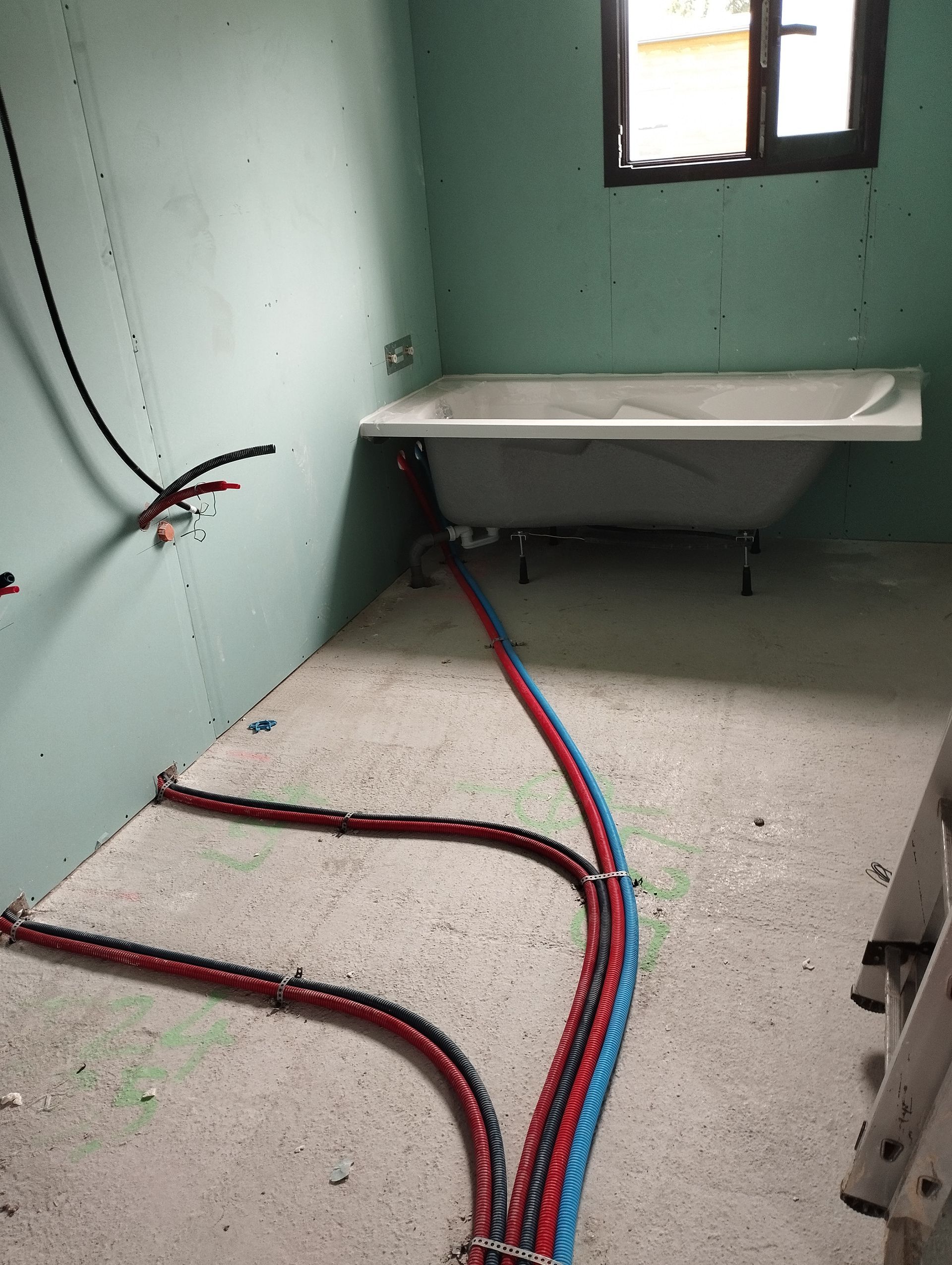 Rénovation complète d'une salle de bains.