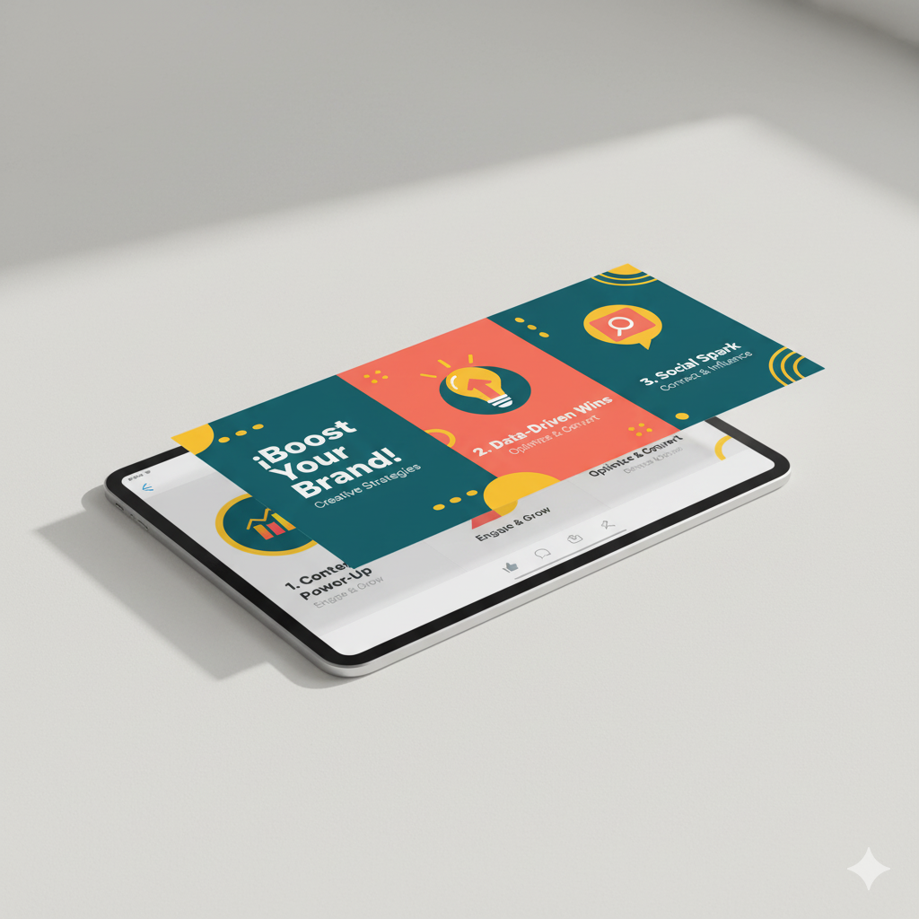 Tableta que muestra una diapositiva con el texto