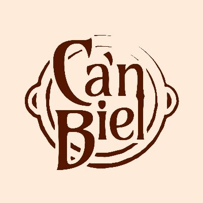 Logotipo estilizado marr&oacute;n de &ldquo;C&aacute;n Biel&rdquo; con l&iacute;neas circulares decorativas sobre un fondo beige claro.
