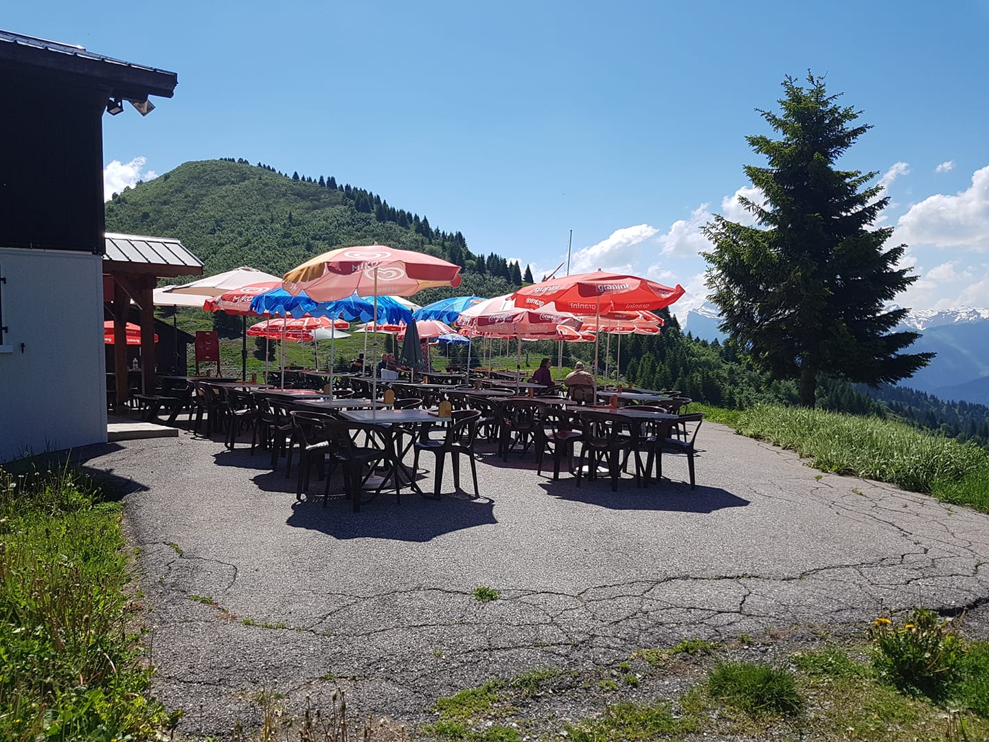 Terrasse avec parasols