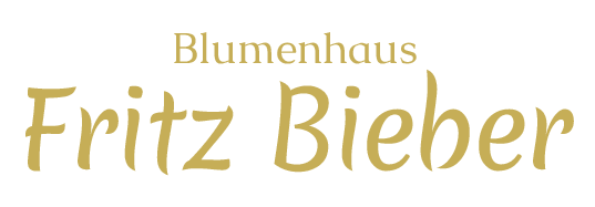 Logo mit der Aufschrift „Blumenhaus Fritz Bieber“ in Gold auf weißem Hintergrund