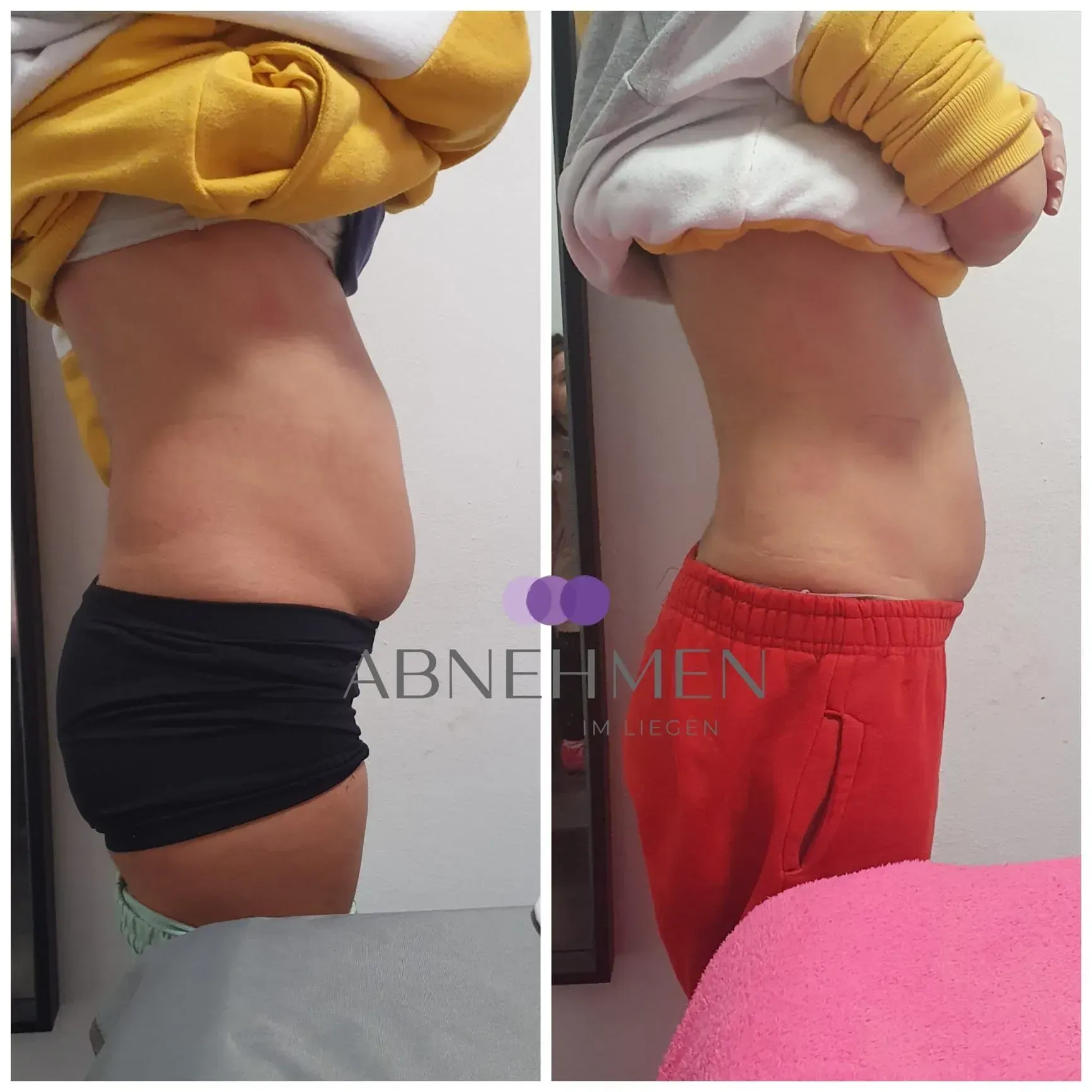 Vorher-Nachher-Männerkörper von der Seite, Fitness Hempel