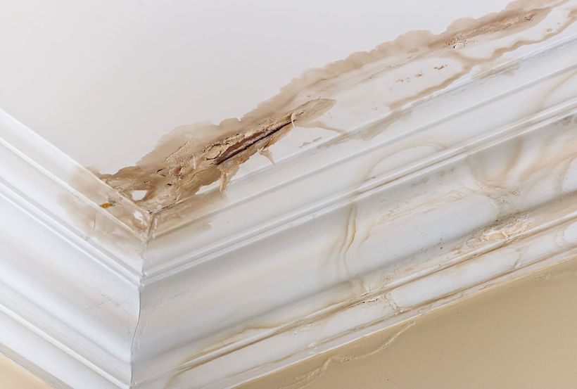 Un dégât des eaux sur un plafond