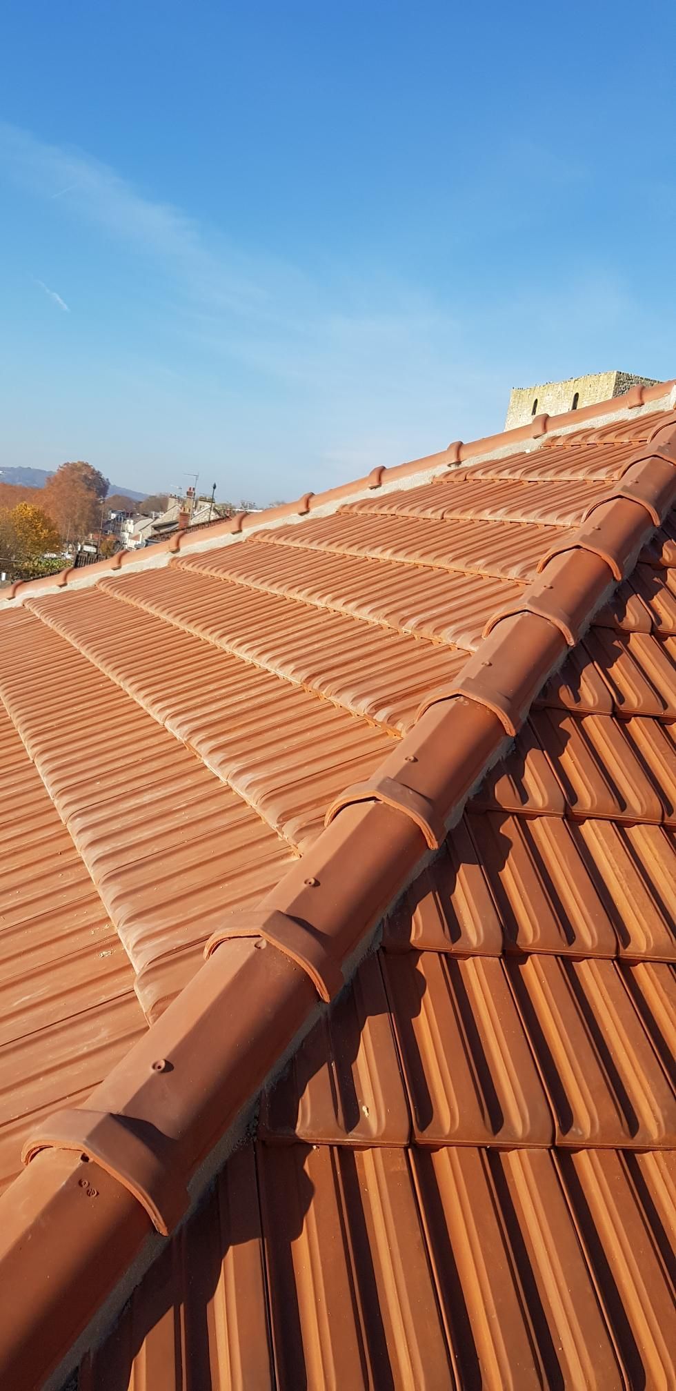 Beau faîtage de toiture réalisé en tuiles