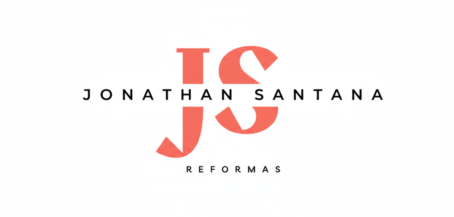 Logotipo con las iniciales “JS” en coral, con el nombre “Jonathan Santana” arriba y “Reformas” abajo.