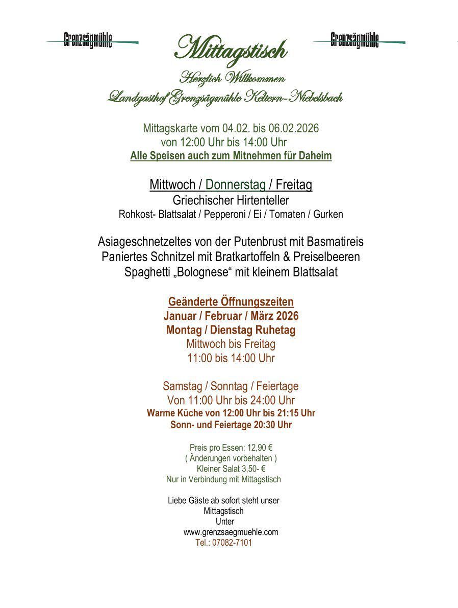 Mittagstisch Grenzsägmühle