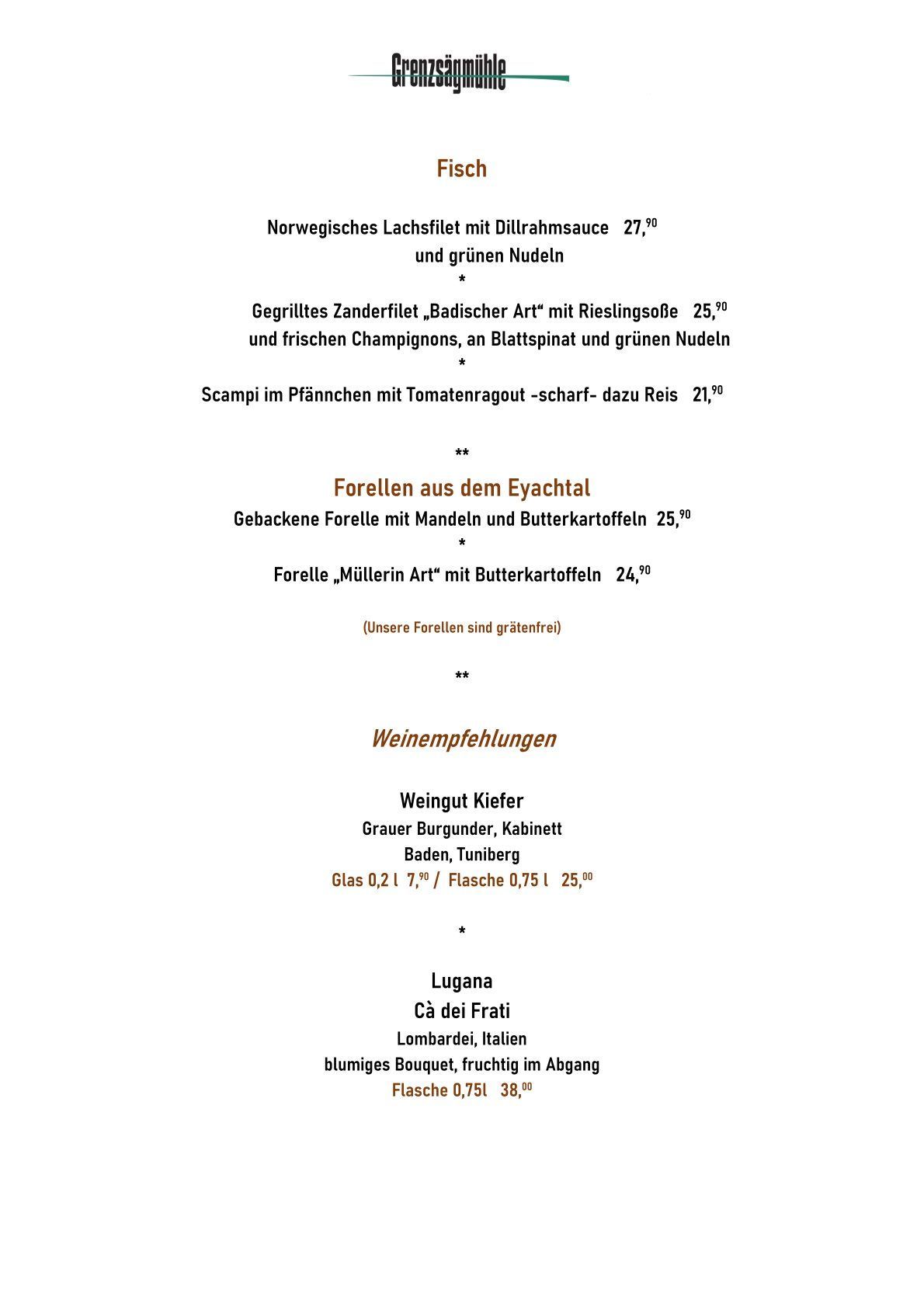 Speisekarte Restaurant Seite 5