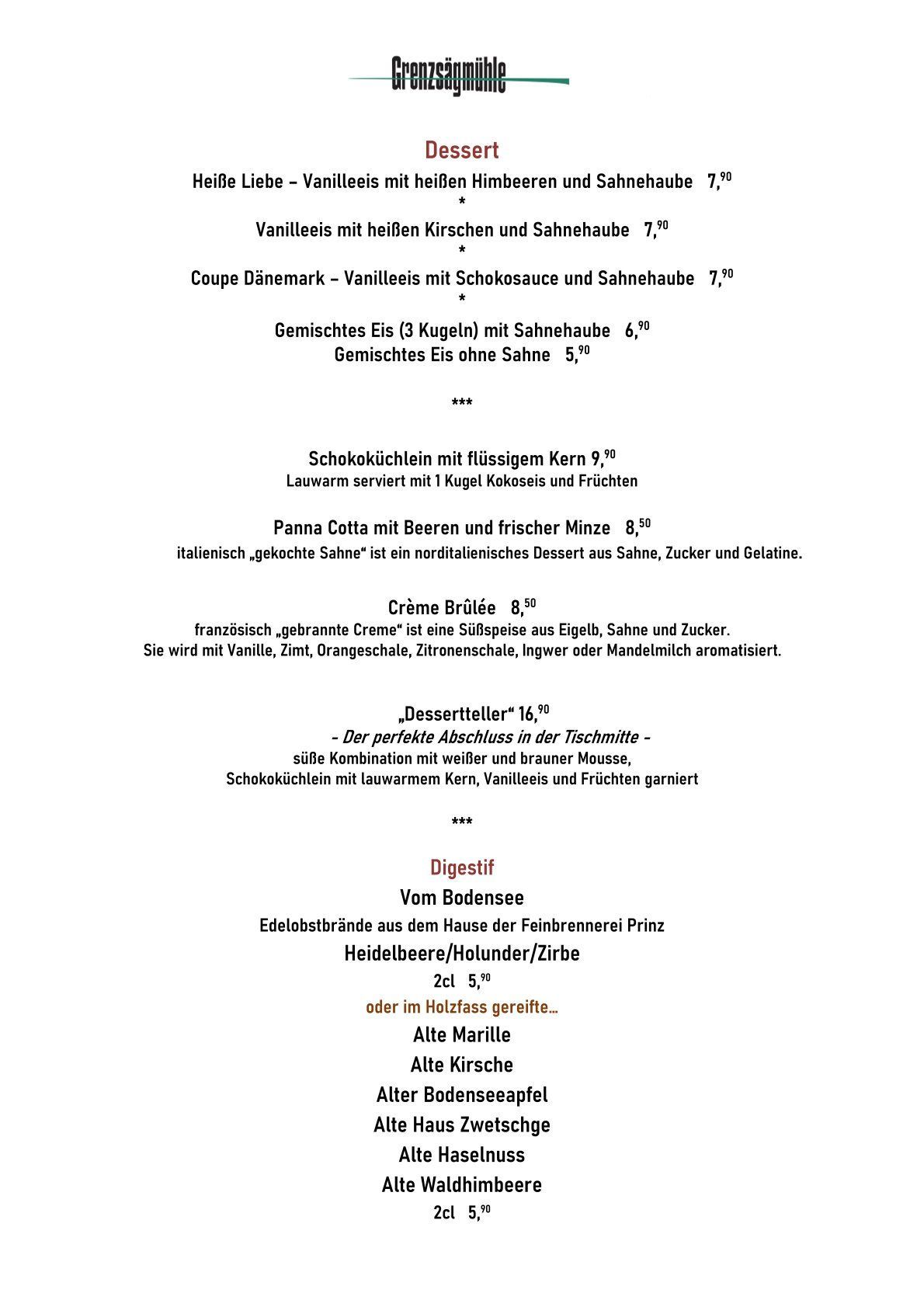 Speisekarte Restaurant Seite 7