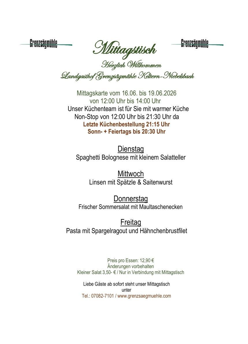 Mittagstisch Grenzsägmühle