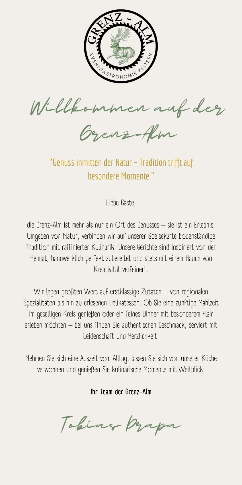 Speisekarte Grenzalm