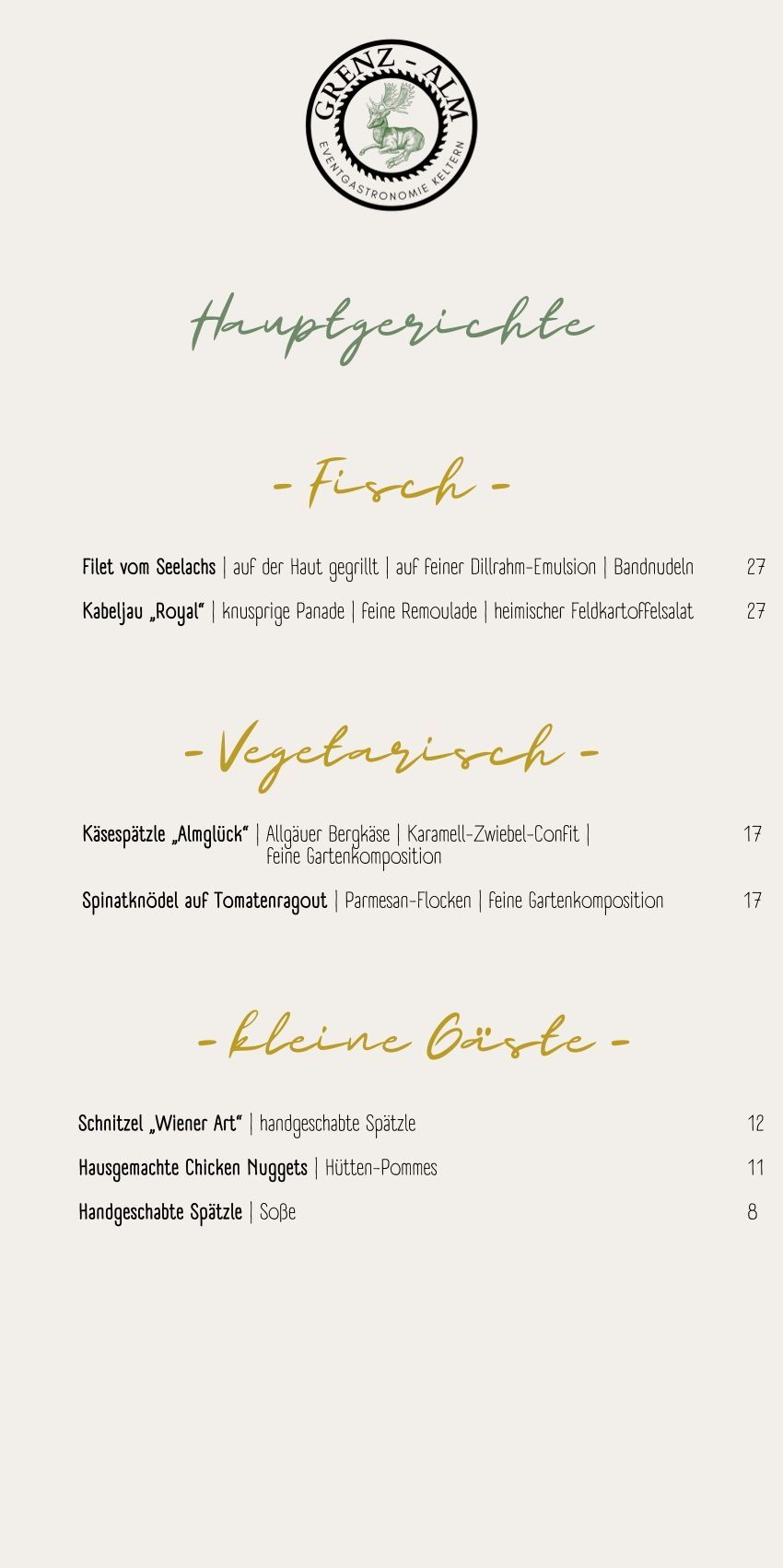 Speisekarte Grenzalm