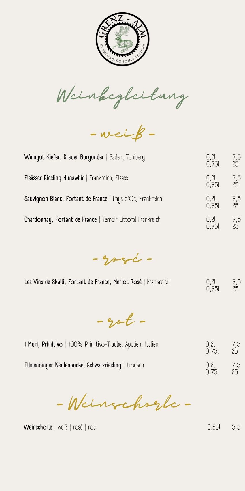 Speisekarte Grenzalm