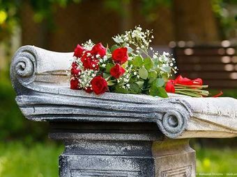 Blumen auf Steindekor