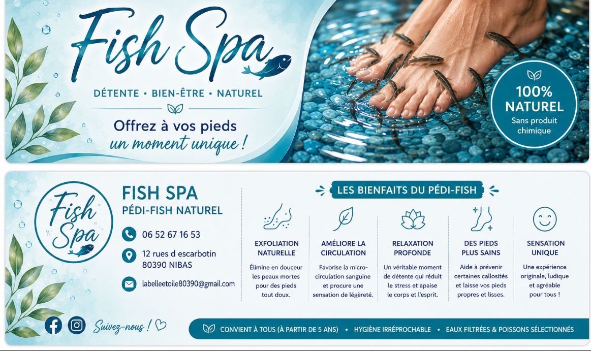 Brochure avec des informations sur la piscipédicure.