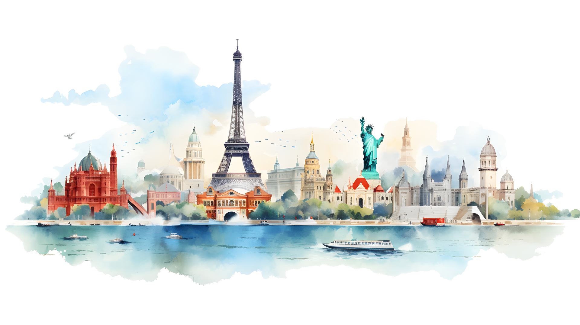 Dessin aquarelle ville