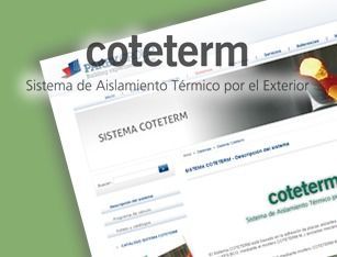 Un primer plano de un sitio web de coteterm sobre un fondo verde.