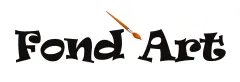 Logotipo de Fond Art con pincel, texto negro sobre fondo blanco.