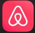 Airbnb app icon: White stylized "A" symbol on a pink-red square with rounded corners.
