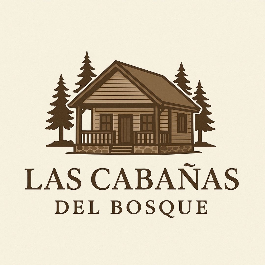 Logo: wooden cabin, pine trees, text "Las Caba&ntilde;as del Bosque" (The Cabins of the Forest).