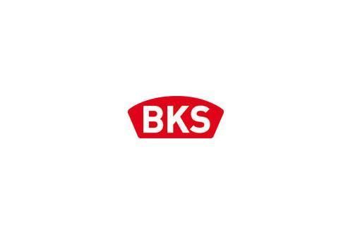 Rotes BKS-Logo zentriert auf weißem Hintergrund
