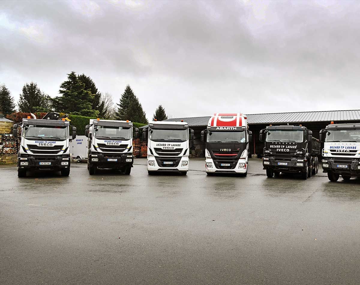 Flotte de véhicules poids lourds de la société Bezard TP