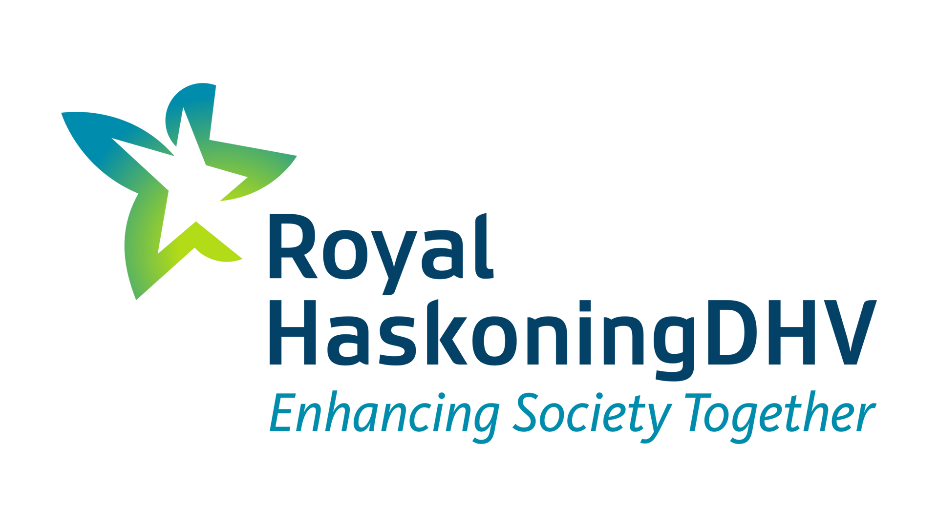 Het logo voor royal haskoning dhv versterkt samen de samenleving.