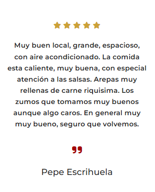 Reseña de un restaurante en español por Pepe Escrituela