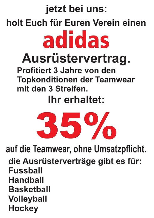 Flyer Addidas Ausrüstungsvertrag