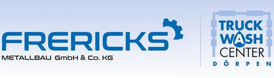 Ein blaues Logo für Frericks Metallbau GmbH & Co. KG und Truck Wash Center