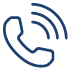 Icône bleue de combiné téléphonique avec des lignes de signal, représentant une option d'appel ou de contact