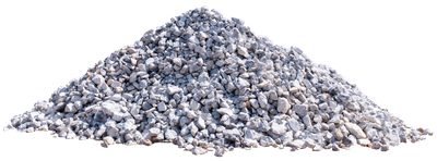 Tas de graviers gris et blancs sur fond blanc.