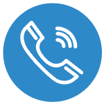 Un icono de teléfono blanco en un círculo azul.