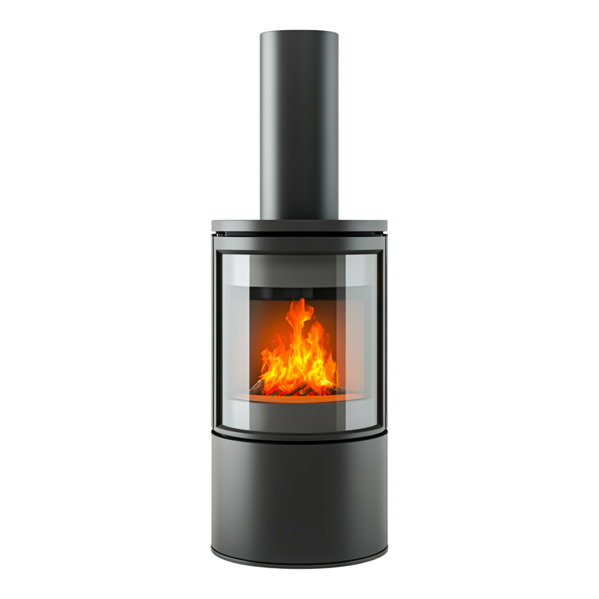 Un poêle à bois avec des flammes