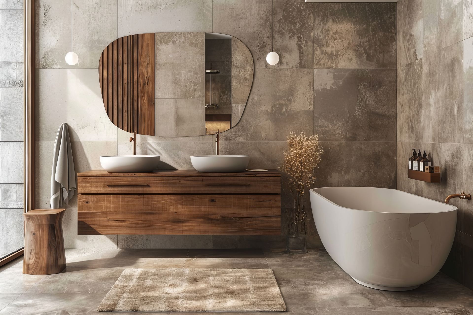 Une salle de bains en carrelage