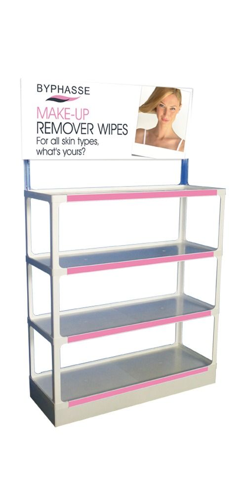 Un expositor de toallitas desmaquillantes Byphasse para todo tipo de piel.