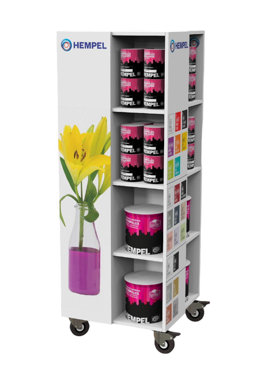 Un estante con una imagen de una flor.