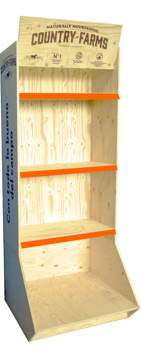 Un estante de madera que dice granjas rurales.