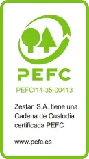Un cartel verde y blanco que dice pefc.