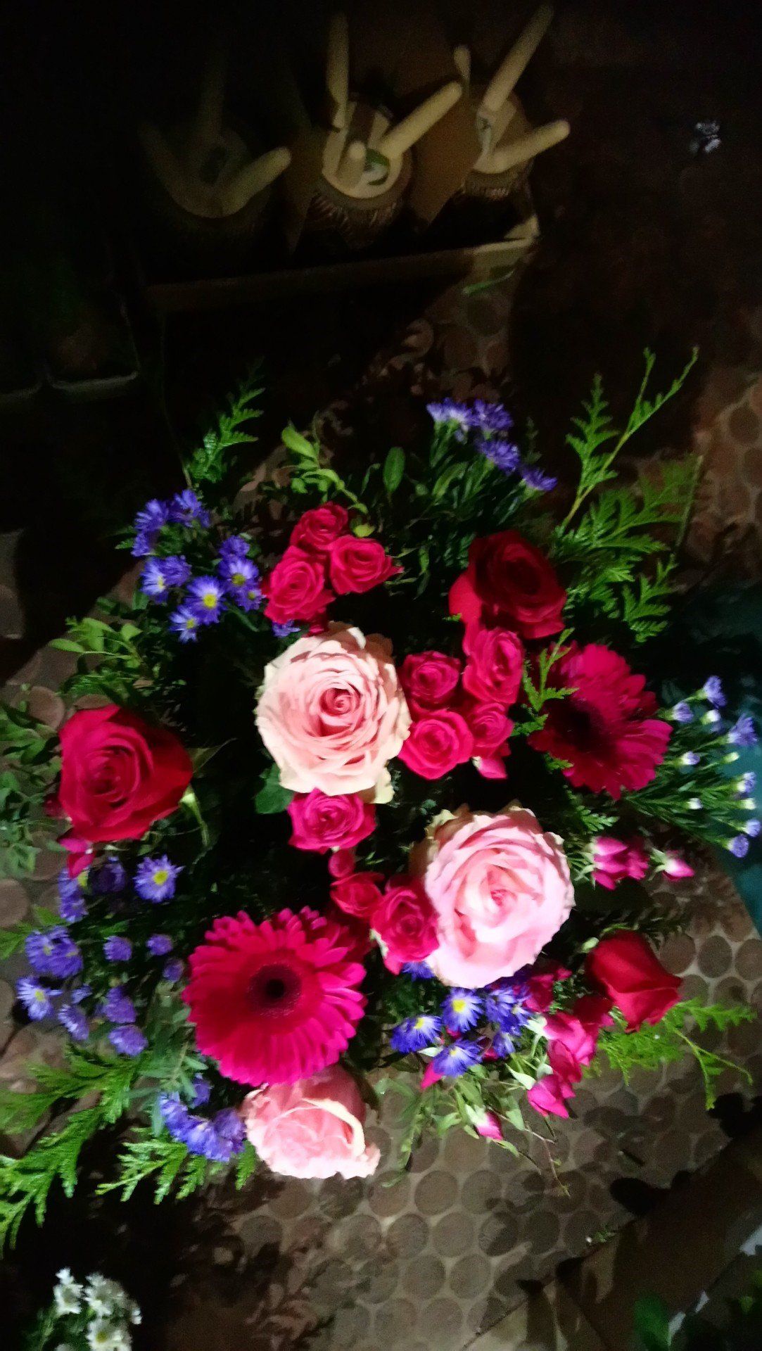 Bouquet rouge, rose et violet