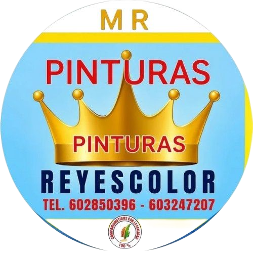 Logotipo circular de MR Pinturas Reyes Color