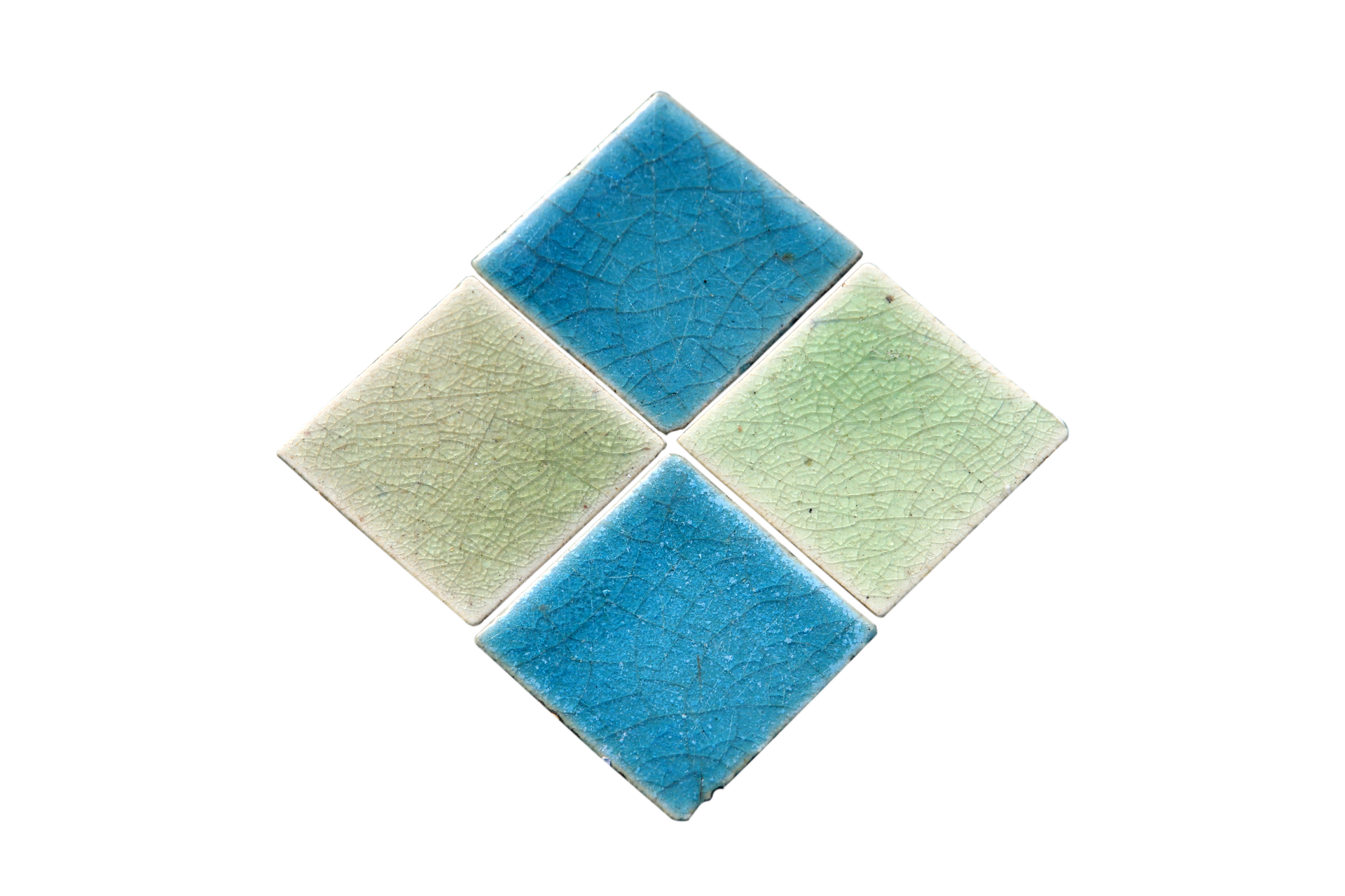 Un carrelage bleu et vert.