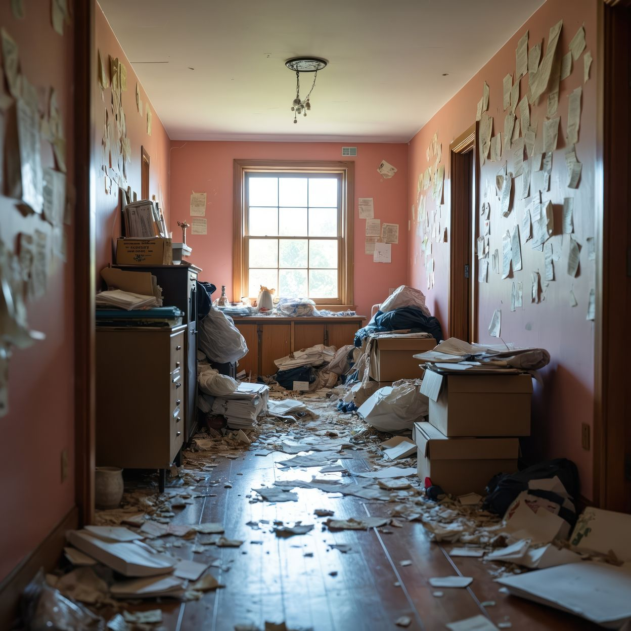 Une pièce pleine de déchets