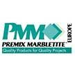 Es un logotipo para una empresa llamada premix Marblelite.