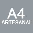 A4 artesanal está escrito en blanco sobre fondo gris.