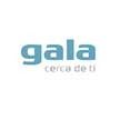 El logotipo de gala es azul y blanco sobre un fondo blanco.