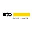Un logotipo amarillo y negro para una empresa llamada sto.