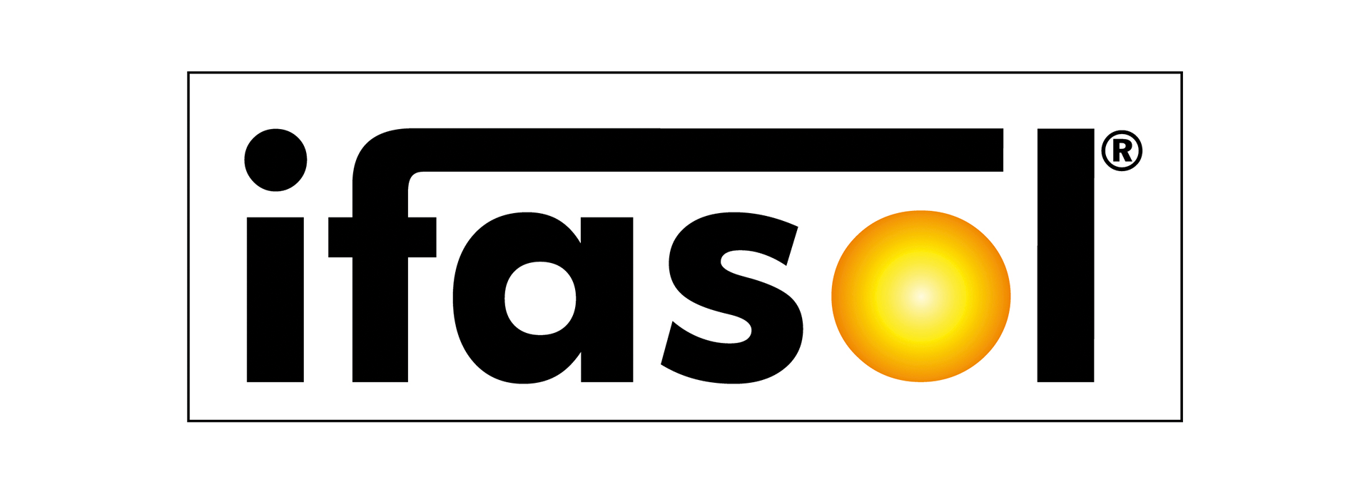 Ein Logo für ifasol mit einem gelben Ball in der Mitte