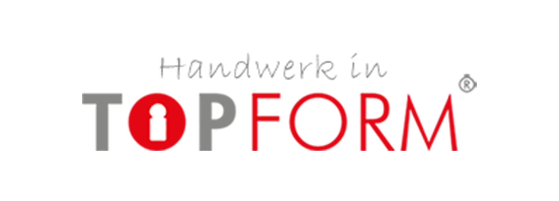 Ein rot-weißes Logo für Handwerk in Topform