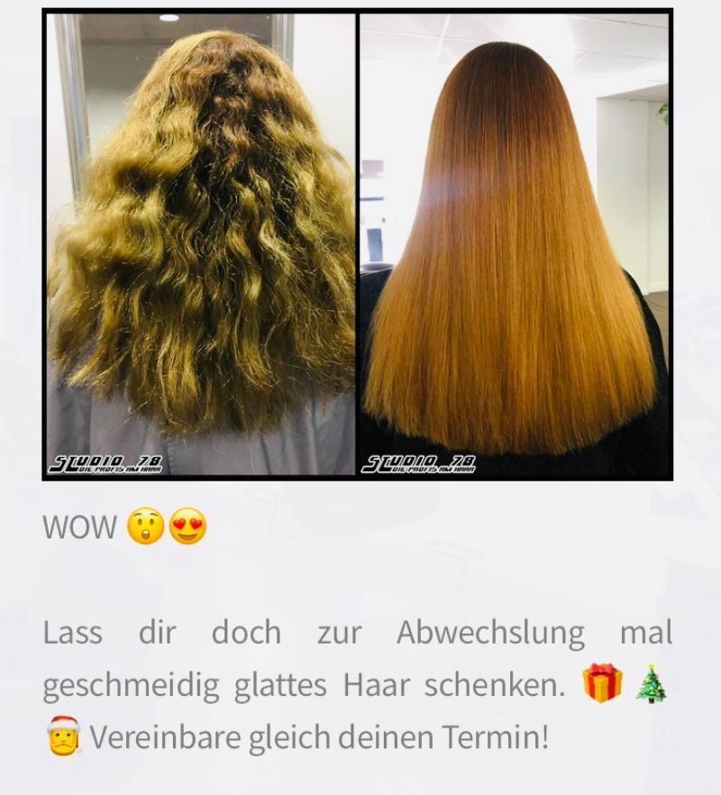 Vorher-nachher-Vergleich nach Haarglättung